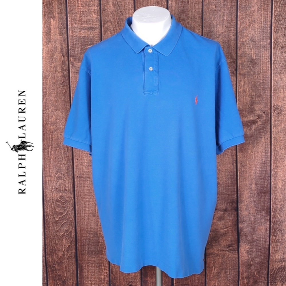 Vtg Mens 3X Big Orange Pony on Royal Blue Polo